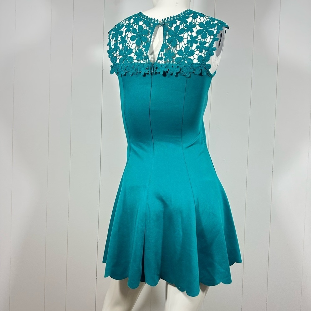 NEW Zunie Girls Sz 14 Mini Sleeveless Green Dress Back Sip Lace Accent - Picture 4 of 9